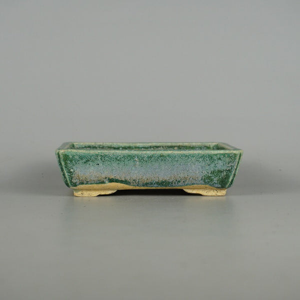 中古盆栽鉢 忠寛 小型 長辺 約 15.5cm 長方鉢 釉薬  中古鉢 v1198442409