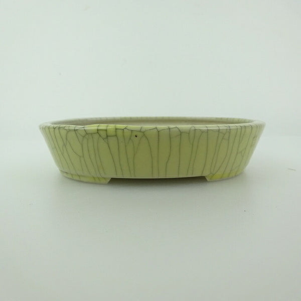 中古 盆栽鉢 青香 小型 長辺 約 12cm 楕円鉢 貫入 釉薬  中古鉢 d1198427156