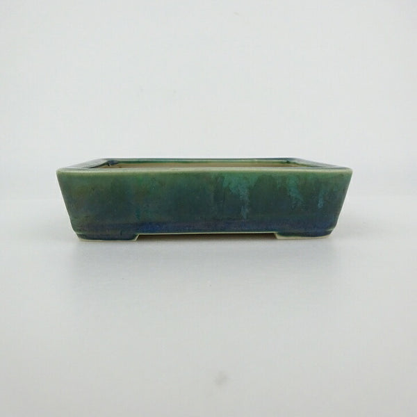 中古盆栽鉢 青香 小型 長辺 約 11.8cm 長方鉢 釉薬  中古鉢 1198410550