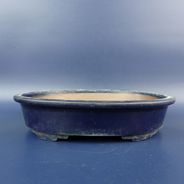 中古盆栽鉢 法徳 小型 長辺 約 18cm 楕円鉢 外縁 釉薬  中古鉢 s1198418558