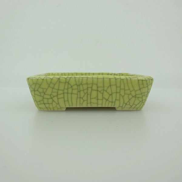 中古盆栽鉢 青香 小鉢 長辺 約9.4cm 長方鉢 貫入 釉薬  中古鉢 d1198418692