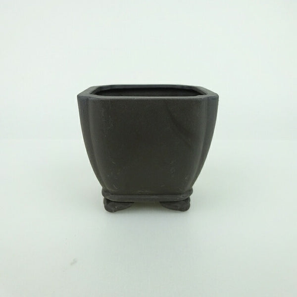中古盆栽鉢 青香 小鉢 長辺 約6.5cm 正方鉢 隅入 雲足 下帯 泥物  中古鉢 x1198409445