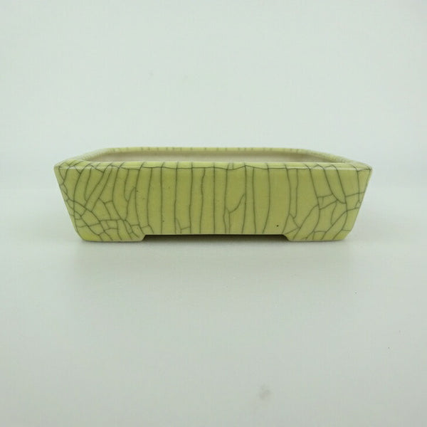 中古 盆栽鉢 青香 小型 長辺 約 12.4cm 長方鉢 貫入 釉薬  中古鉢 n1198408339