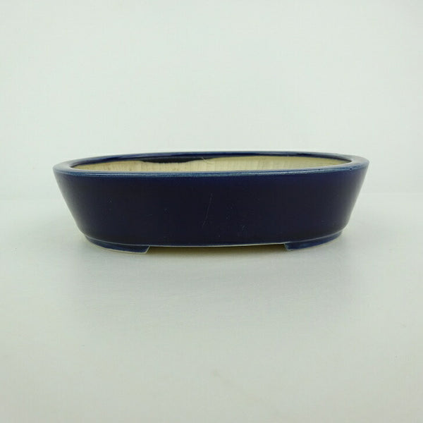 中古盆栽鉢 青香 小型 長辺 約 14.8cm 楕円鉢 釉薬  中古鉢 n1198412960