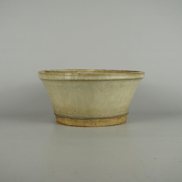 中古盆栽鉢 白交趾 中型 長辺 約 23.5cm 丸鉢 縁付 釉薬  中古鉢 o1198423042