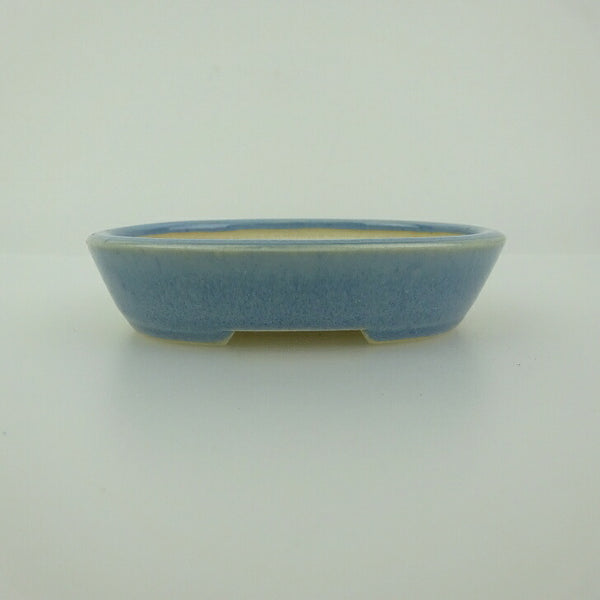 中古盆栽鉢 青香 小鉢 長辺 約8.5cm 楕円鉢 釉薬  中古鉢 p1198421208
