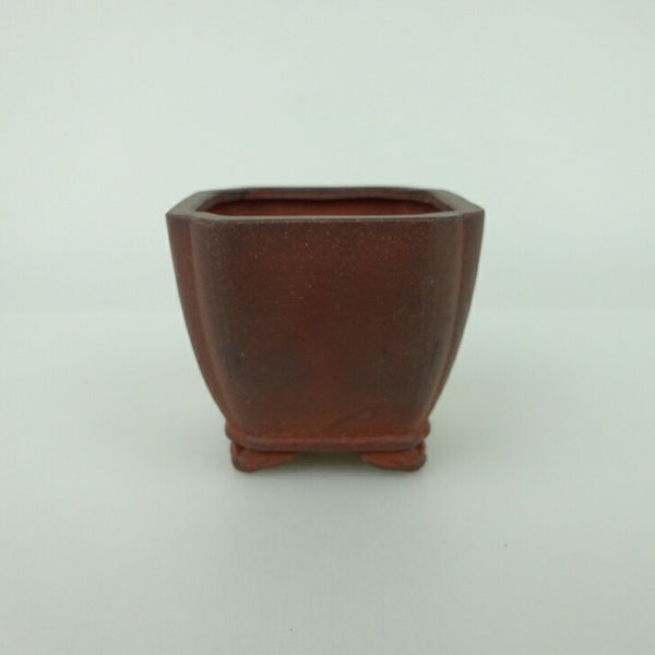 中古盆栽鉢 青香 小鉢 長辺 約6.5cm 正方鉢 隅入 雲足 下帯 泥物  中古鉢 n1198406097