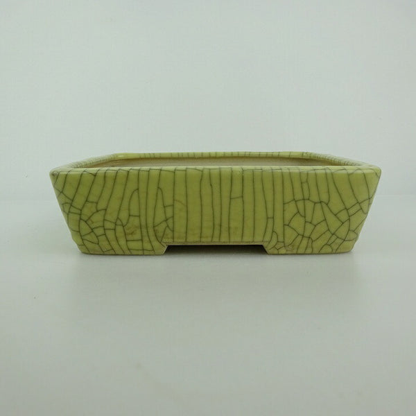 中古盆栽鉢 青香 小型 長辺 約 14.8cm 長方鉢 貫入 釉薬  中古鉢 x1198417052