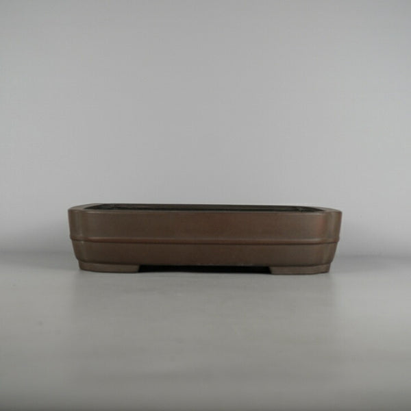 中古盆栽鉢 永楽 中型 長辺 約 35cm 長方鉢 隅入 中帯 泥物  中古鉢 h1198428615