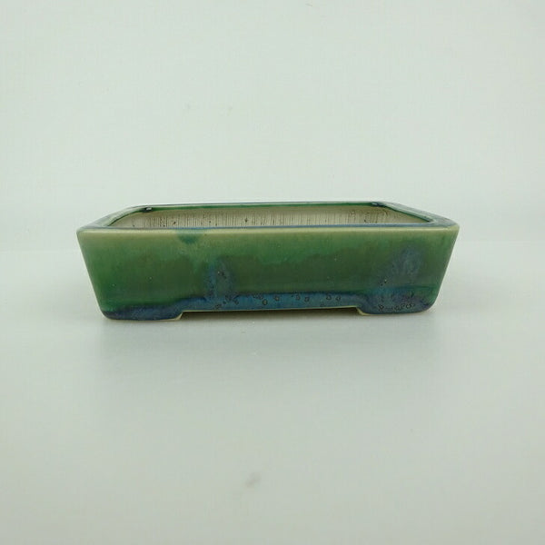 中古 盆栽鉢 青香 小型 長辺 約 11.8cm 長方鉢 釉薬  中古鉢 n1198408995