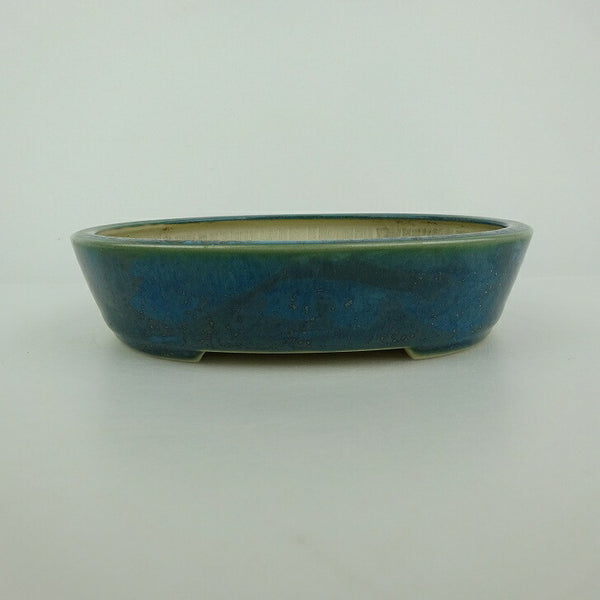 中古盆栽鉢 青香 小型 長辺 約 14.8cm 楕円鉢 釉薬  中古鉢 c1198404842