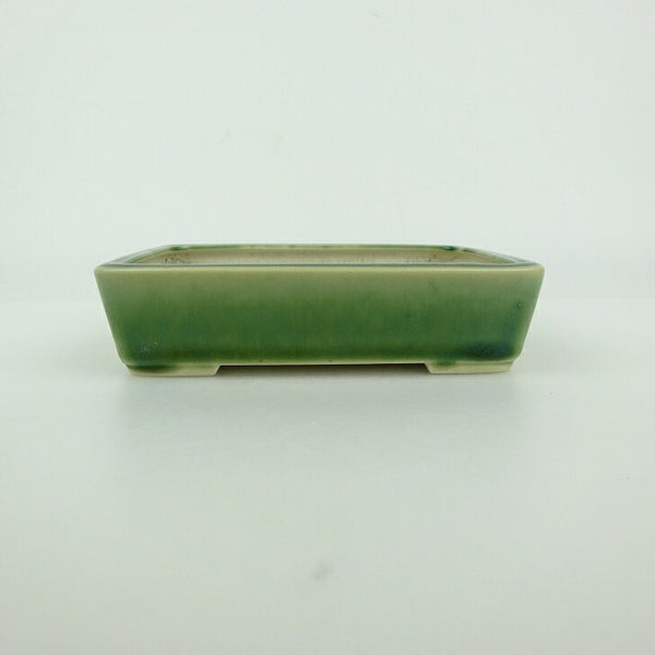 中古 盆栽鉢 青香 小型 長辺 約 12cm 長方鉢 釉薬  中古鉢 j1198408095