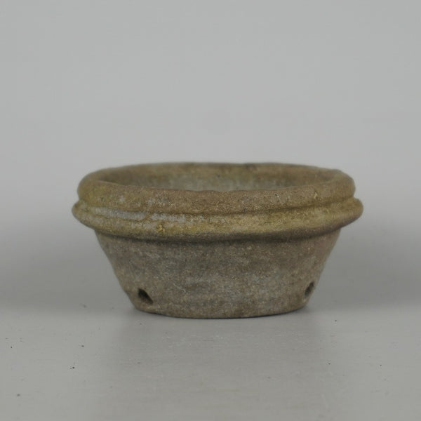 中古盆栽鉢 文山 越前文山 小型 長辺 約 10.8cm 鯖江園芸 丸鉢 縁付 泥物  中古鉢 d1198421938