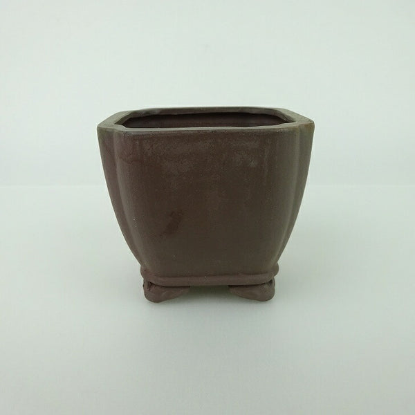 中古盆栽鉢 青香 小鉢 長辺 約6.5cm 正方鉢 隅入 雲足 下帯 泥物  中古鉢 j1198411345