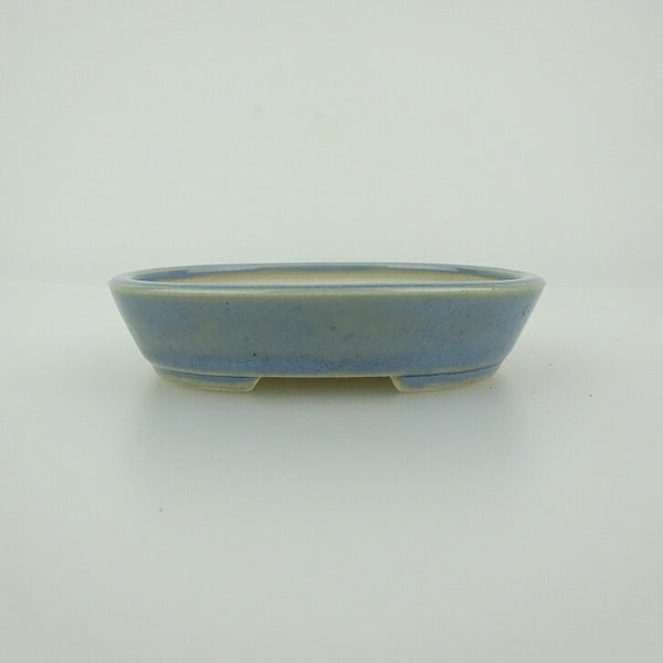中古盆栽鉢 青香 小鉢 長辺 約8.3cm 楕円鉢 釉薬  中古鉢 l1198410131