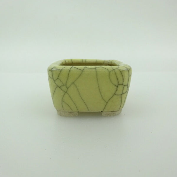 中古盆栽鉢 青香 豆鉢 長辺 約4.3cm 正方鉢 貫入 釉薬  中古鉢 r1198405136