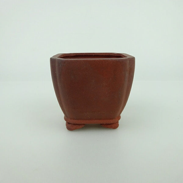 中古盆栽鉢 青香 小鉢 長辺 約6.8cm 正方鉢 隅入 雲足 下帯 泥物  中古鉢 s1198416965