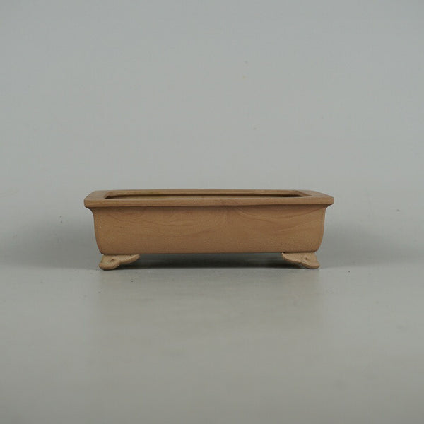 中古盆栽鉢 青香 小型 長辺 約 13.7cm 長方鉢 雲足 泥物  中古鉢 g1198422412