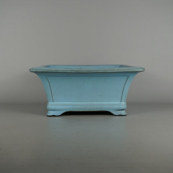 中古盆栽鉢 萬古焼 落款あり 中型 長辺 約 31.8cm 万古焼 正方鉢 窓入 下帯 釉薬  中古鉢 p1198415388