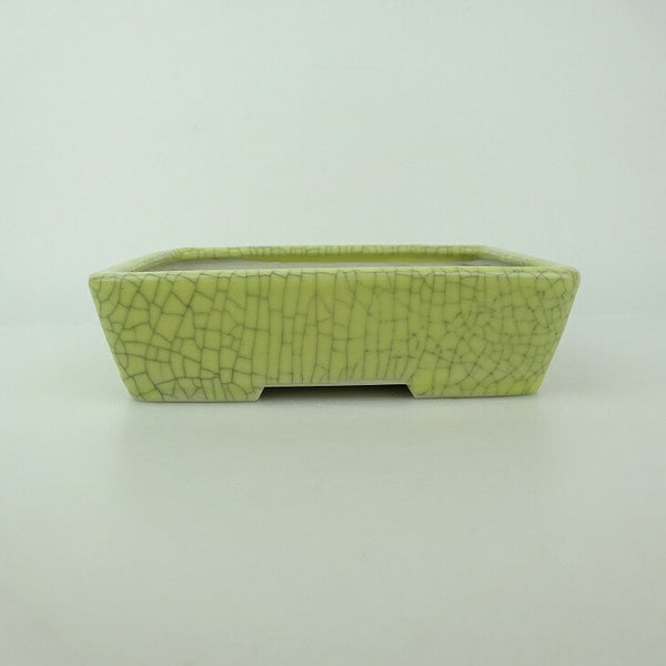 中古盆栽鉢 青香 小型 長辺 約 14.6cm 長方鉢 貫入 釉薬  中古鉢 x1198413328