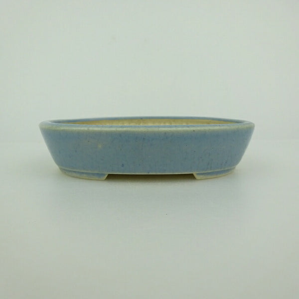 中古盆栽鉢 青香 小鉢 長辺 約10cm 楕円鉢 釉薬  中古鉢 j1198418460