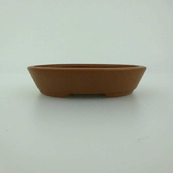 中古 盆栽鉢 青香 小鉢 長辺 約8.6cm 楕円鉢 泥物  中古鉢 b1198416238