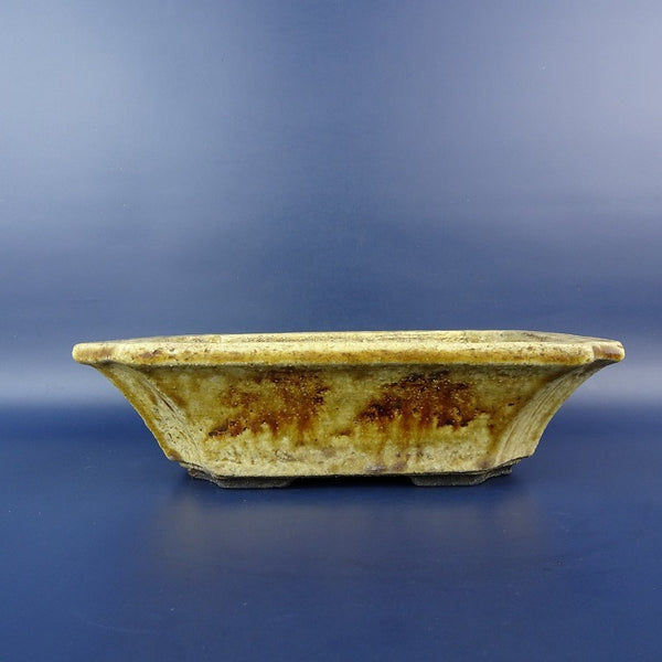 中古 盆栽鉢 忠寛 中型 長辺 約23.7cm 長方鉢 隅切 釉薬  中古鉢 j1198418514