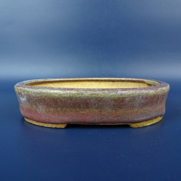 中古盆栽鉢 権山 小型 長辺 約12.3cm 楕円鉢 釉薬  中古鉢 1198410102