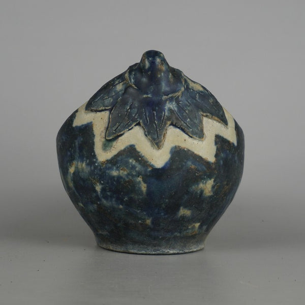 中古 盆栽鉢 文山 越前文山 小型 高さ 約 15.5cm ナス型 鉢 釉薬  中古鉢 r1198405231