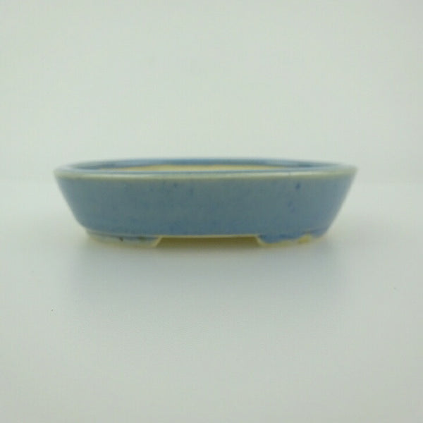 中古盆栽鉢 青香 小鉢 長辺 約8.3cm 楕円鉢 釉薬  中古鉢 v1198438028