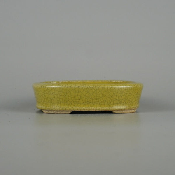 中古 盆栽鉢 権山 小型 長辺 約 11.2cm 長方鉢 撫角 貫入 釉薬  中古鉢 q1198415020