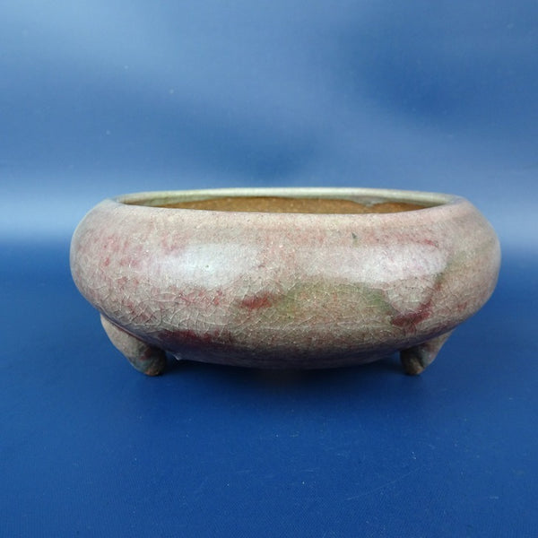 中古 盆栽鉢 忠寛 小型 長辺 約13cm 丸鉢 釉薬  中古鉢 v1198439475