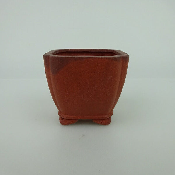 中古盆栽鉢 青香 小鉢 長辺 約6.5cm 正方鉢 隅入 雲足 下帯 泥物  中古鉢 m1198406183