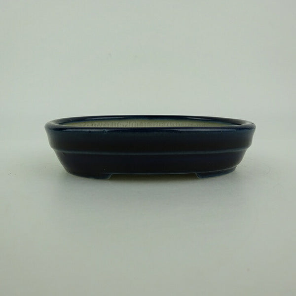 中古盆栽鉢 青香 小鉢 長辺 約10cm 楕円鉢 中帯 釉薬  中古鉢 b1198417582