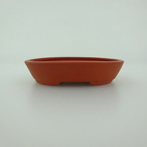 中古 盆栽鉢 青香 小鉢 長辺 約8.3cm 楕円鉢 泥物  中古鉢 r1198405192