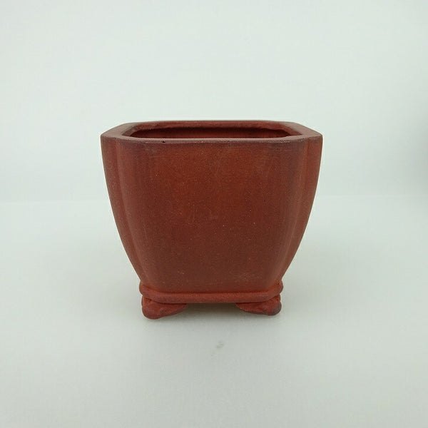 中古盆栽鉢 青香 小鉢 長辺 約6.5cm 正方鉢 隅入 雲足 下帯 泥物  中古鉢 w1198412767
