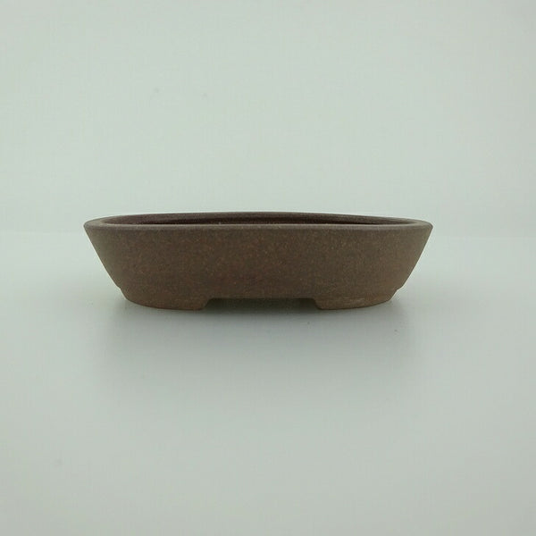 中古盆栽鉢 青香 小鉢 長辺 約8.2cm 楕円鉢 泥物  中古鉢 e1198416163