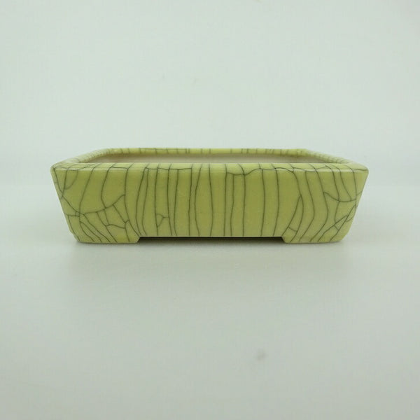 中古 盆栽鉢 青香 小型 長辺 約 12.3cm 長方鉢 貫入 釉薬  中古鉢 l1198408532