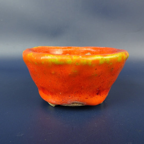 中古 盆栽鉢 忠寛 小鉢 長辺 約7.5cm 丸鉢 釉薬  中古鉢 e1198412872