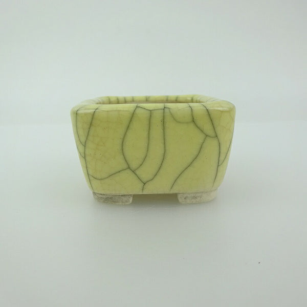 中古盆栽鉢 青香 豆鉢 長辺 約4.5cm 正方鉢 貫入 釉薬  中古鉢 v1198439918