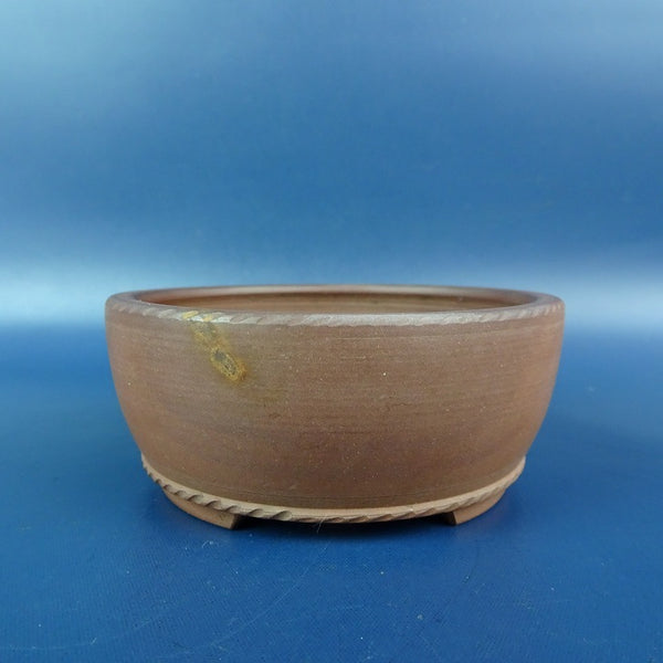 中古 盆栽鉢 青風 小鉢 長辺 約 8.5cm 丸鉢 下帯 泥鉢  中古鉢 p1198416235