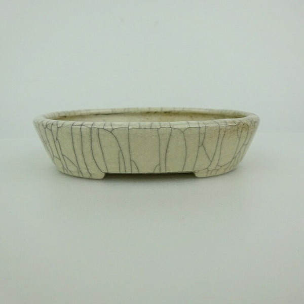 中古盆栽鉢 青香 小鉢 長辺 約10.2cm 楕円鉢 貫入 釉薬  中古鉢 s1198416066