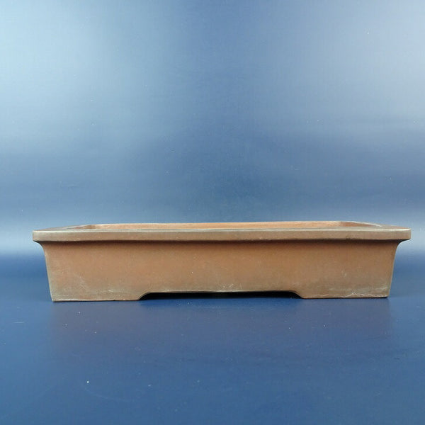 中古盆栽鉢 中国宜興 落款あり 65-3 中型 長辺 約26.9cm 長方鉢 外縁 泥鉢 中国鉢  中古鉢 s1198413832