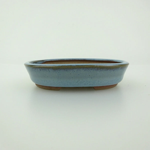 中古盆栽鉢 青香 小鉢 長辺 約8.4cm 楕円鉢 釉薬  中古鉢 e1198413525