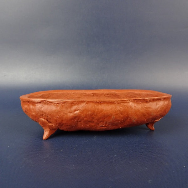 中古盆栽鉢 福専 小型 長辺 約10cm 楕円鉢 泥鉢  中古鉢 p1198412847