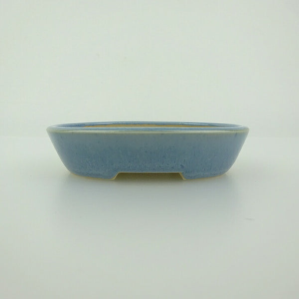 中古盆栽鉢 青香 小鉢 長辺 約8.5cm 楕円鉢 釉薬  中古鉢 g1198422163