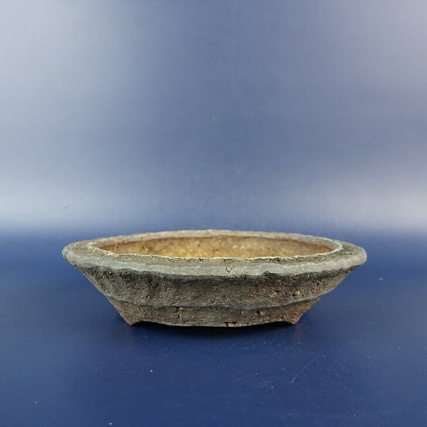 中古 盆栽鉢 万古焼 萬古 春山 小鉢 長辺 約 9cm 丸鉢 泥鉢  中古鉢 g1198422312