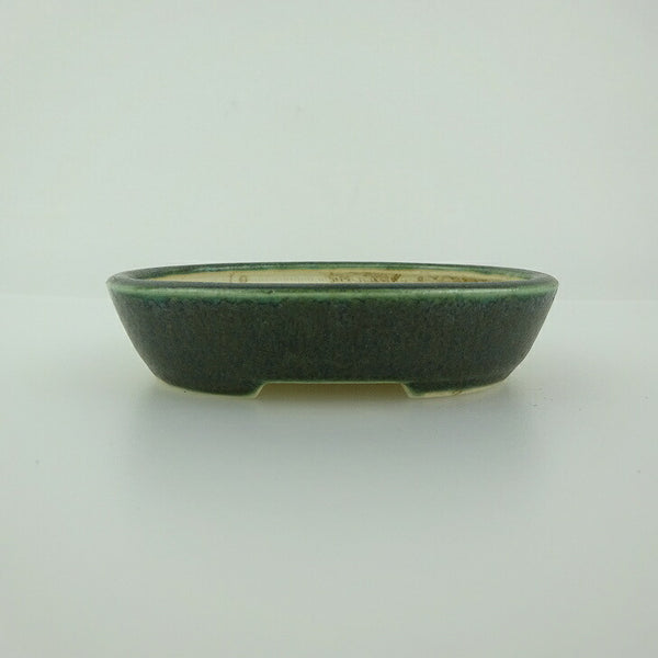 中古盆栽鉢 青香 小鉢 長辺 約8.5cm 楕円鉢 釉薬  中古鉢 p1198418880