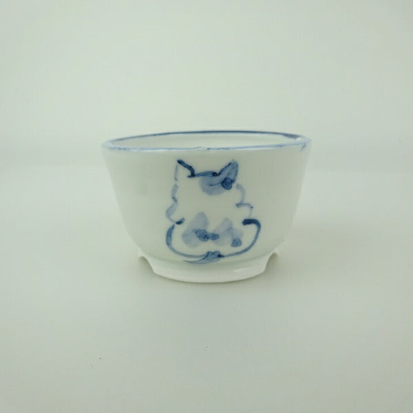 盆栽鉢 ゆうき祥石 小鉢 長辺 約 6.1cm 丸鉢 絵鉢 猫 ネコ ねこ 釉薬 観賞用  新品 1199240476