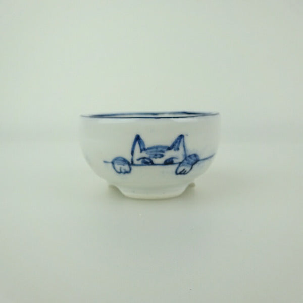 盆栽鉢 ゆうき祥石 小鉢 長辺 約 5.3cm 丸鉢 絵鉢 猫 ネコ ねこ 足跡 肉球 釉薬 観賞用  新品 w1199242788